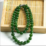 Kunlun Stone Bead Necklace 6-10mm Round Beads Green