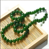 Kunlun Stone Bead Necklace 6-10mm Round Beads Green