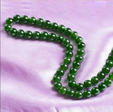 Kunlun Stone Bead Necklace 6-10mm Round Beads Green