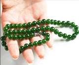 Kunlun Stone Bead Necklace 6-10mm Round Beads Green