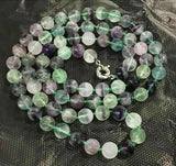 10mm Colorful Fluorite Crystal Beads Necklace 32''