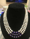 Akoya Pearl & Green Jade Necklace 7-8MM