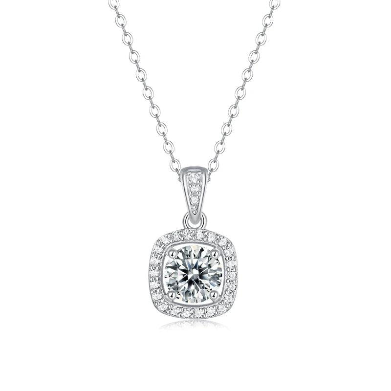 LAYA S925 Silver Bag Pendant Moissanite Necklace for Women Brides
