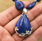 Natural Lapis Lazuli Teardrop Gemstone Necklace Pendant 18