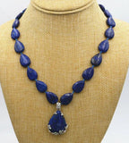 Natural Lapis Lazuli Teardrop Gemstone Necklace Pendant 18