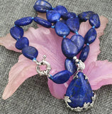 Natural Lapis Lazuli Teardrop Gemstone Necklace Pendant 18