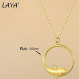 LAYA 925 Silver Zircon Dolphin Pendant Necklace