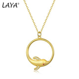 LAYA 925 Silver Zircon Dolphin Pendant Necklace