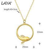 LAYA 925 Silver Zircon Dolphin Pendant Necklace