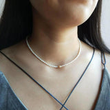 Freshwater Pearl 925 Silver Cube Choker Necklace