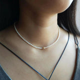 Freshwater Pearl 925 Silver Cube Choker Necklace