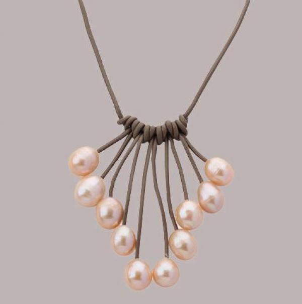 Pink Gray Freshwater Pearls Necklace for Women