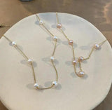 Pink Freshwater Pearl Necklace Plated Chain Lady Gift