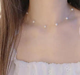 Pink Freshwater Pearl Necklace Plated Chain Lady Gift