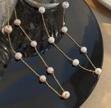 Pink Freshwater Pearl Necklace Plated Chain Lady Gift