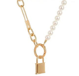 Pearl Lover Lock Necklace Creative Shell Pearl Clavicle Chain Lady Gift