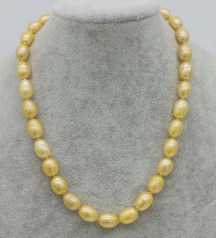Freshwater Pearl AA Champagne Egg 10-13mm Necklace 17 Inch
