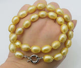 Freshwater Pearl AA Champagne Egg 10-13mm Necklace 17 Inch