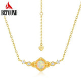 925 Silver Opal Necklace Vintage Zircon Inlay Necklaces