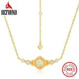 925 Silver Opal Necklace Vintage Zircon Inlay Necklaces