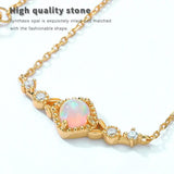 925 Silver Opal Necklace Vintage Zircon Inlay Necklaces