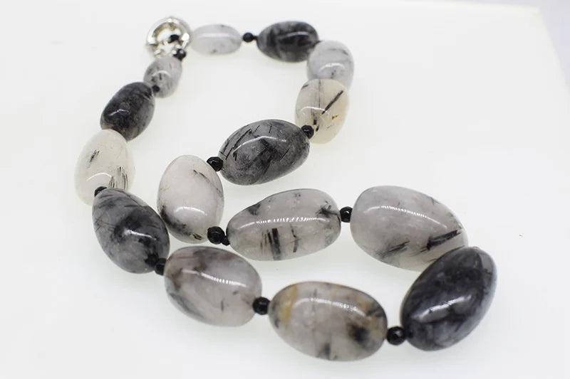 Rutilated Quartz Baroque Necklace Agate Round Faceted