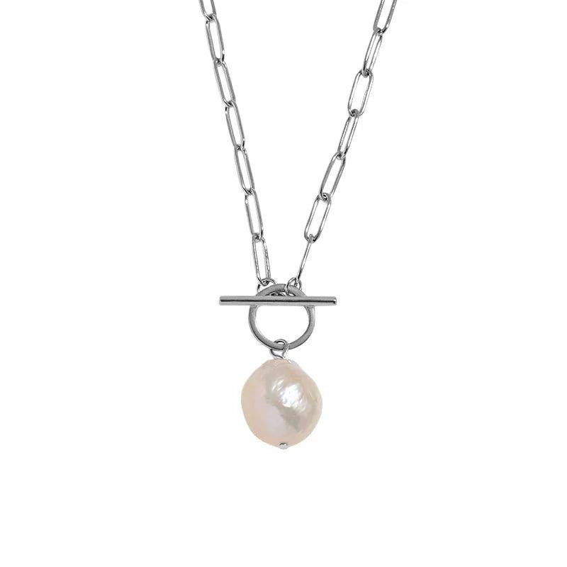 Baroque Pearl Chain Necklace 925 Sterling Silver Pendant Gift For Women