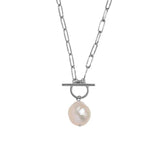 Baroque Pearl Chain Necklace 925 Sterling Silver Pendant Gift For Women