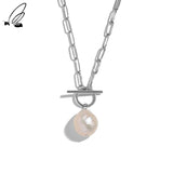Baroque Pearl Chain Necklace 925 Sterling Silver Pendant Gift For Women