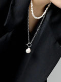 Baroque Pearl Chain Necklace 925 Sterling Silver Pendant Gift For Women