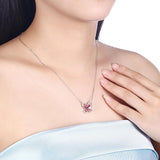 Austria Crystal Butterfly Pendant Necklace Real S925 Silver Chain Collar
