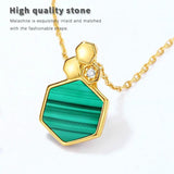 Malachite Hexagon Necklace Geometric Honeycomb Pendant 925 Sterling Silver