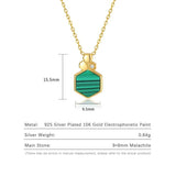 Malachite Hexagon Necklace Geometric Honeycomb Pendant 925 Sterling Silver