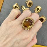 Sudan Stone Water Aluminum Changing Stone Spot Drill Oval 15*20 High-End Ring