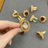 Sudan Stone Water Aluminum Changing Stone Spot Drill Oval 15*20 High-End Ring