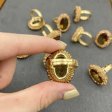 Sudan Stone Water Aluminum Changing Stone Spot Drill Oval 15*20 High-End Ring