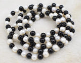 Freshwater Pearl and Agate 8mm Necklace 45-inch Gemstone Beads