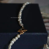 Baroque Pearl Clavicle Chain Necklace 3-4mm Spring 14K Filled Buckle NAG