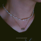Baroque Pearl Clavicle Chain Necklace 3-4mm Spring 14K Filled Buckle NAG