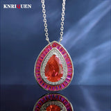 Vintage 925 Silver Ruby Emerald Gemstone Pendant Necklace for Women