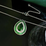 Vintage 925 Silver Ruby Emerald Gemstone Pendant Necklace for Women