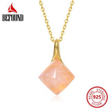 Rose Quartz Flower Necklace 925 Silver Gemstone Pendant