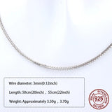 S925 Silver Chain Necklace for Women with Pendant, 50-55mm Sterling Silver Chain