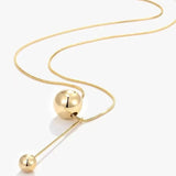 Metal Ball Pendant Stainless Steel Necklace Clavicle Chain Gift