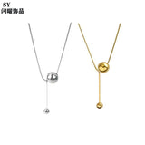 Metal Ball Pendant Stainless Steel Necklace Clavicle Chain Gift