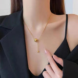 Metal Ball Pendant Stainless Steel Necklace Clavicle Chain Gift