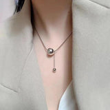 Metal Ball Pendant Stainless Steel Necklace Clavicle Chain Gift