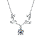 1CT Elk Moissanite Pendant 925 Silver Wedding Necklace