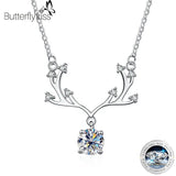 1CT Elk Moissanite Pendant 925 Silver Wedding Necklace