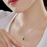 Baguette Necklace S925 Sterling Silver Sapphire Pendant